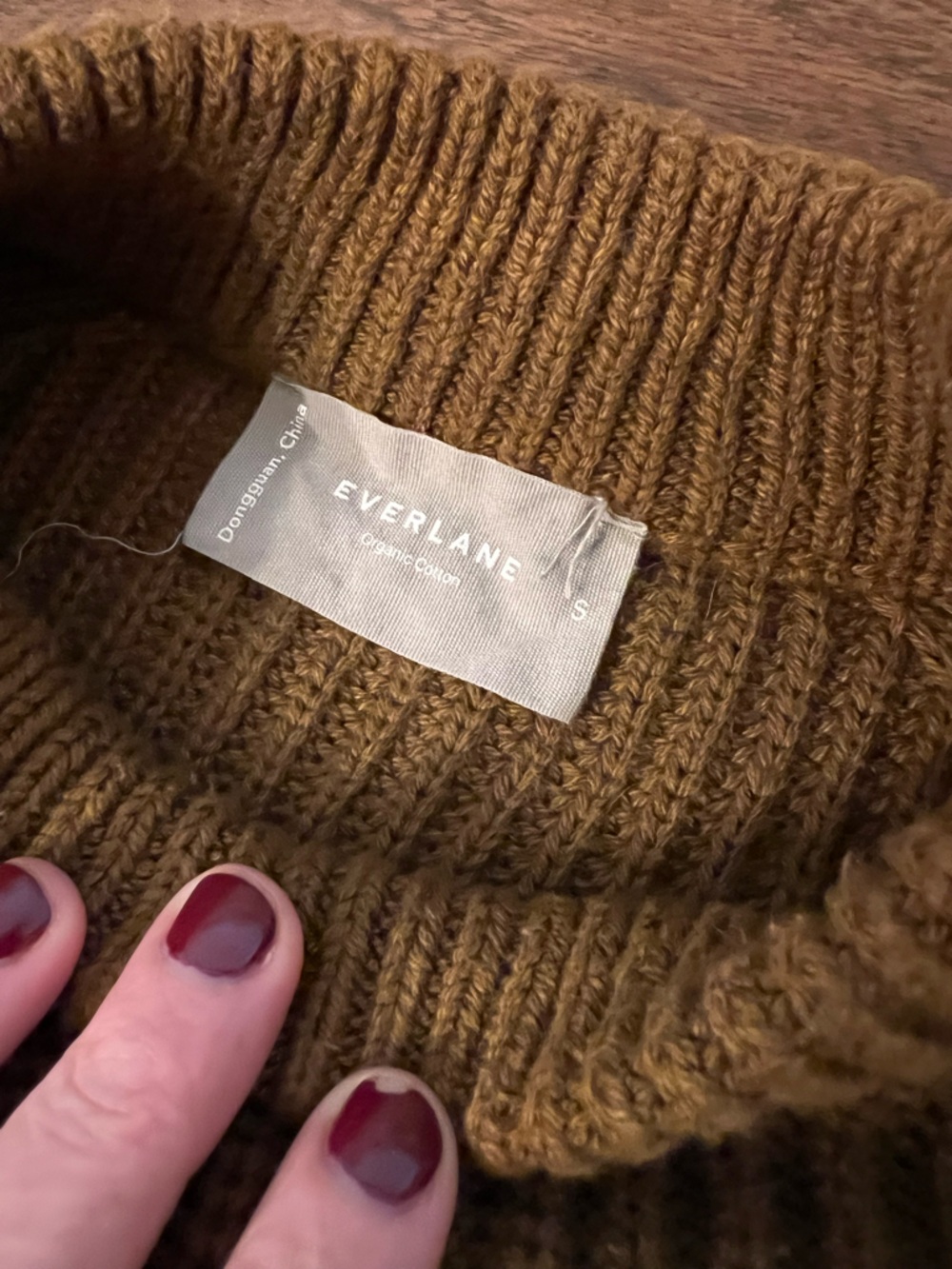 Everlane Cropped Chunky Brown Knit Sweater S Cozy 100% Organic Cotton Minimalist - Picture 2 of 8